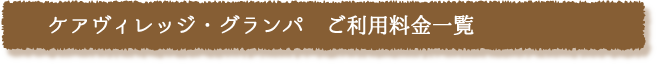 ケアヴィレッジグランパ料金一覧表